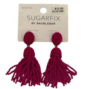 SUGARFIX By BaubleBar Pink Magenta Fuchsia Polished Beaded Tassel Drop Earrings